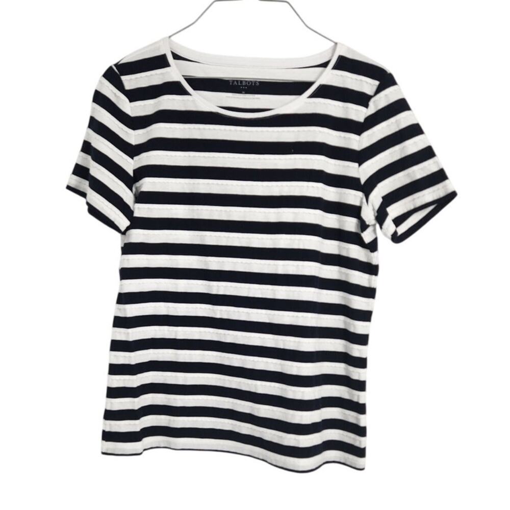 Talbots Blue and White Striped Top - Women's Size Medium